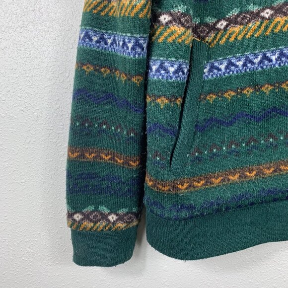Beanpole Women’s Fair Isle Forest Green Sweater Knit Jacket Size Large - Picture 2 of 7